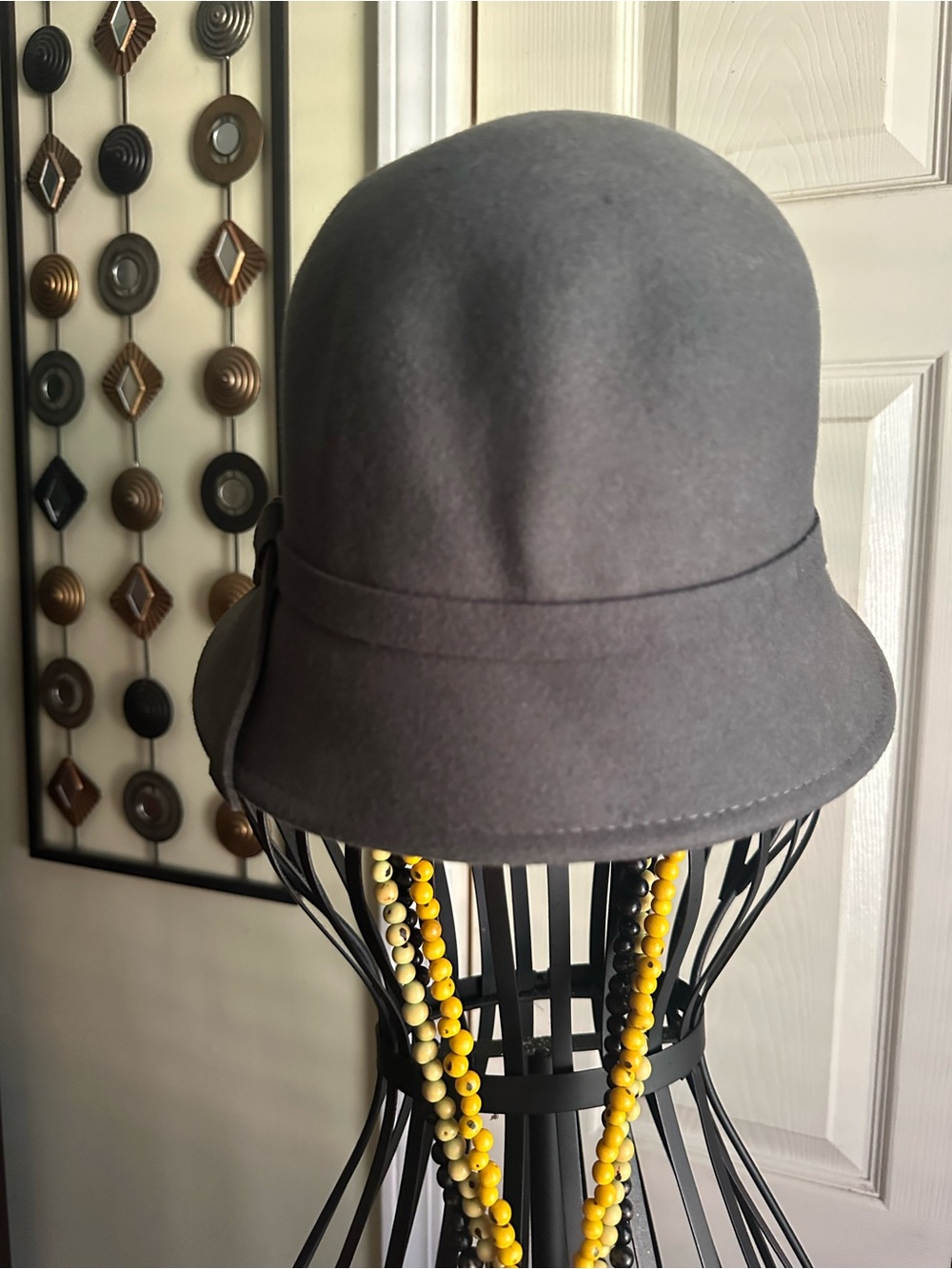 Magid Charcoal Grey Wool Felt Hat with Bow Accent - Picture 4 of 6